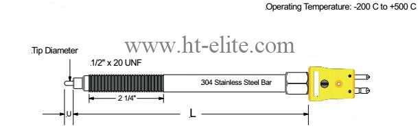 Wire Thermocouple with Connector Extension Cable Surface Temperature Measurement