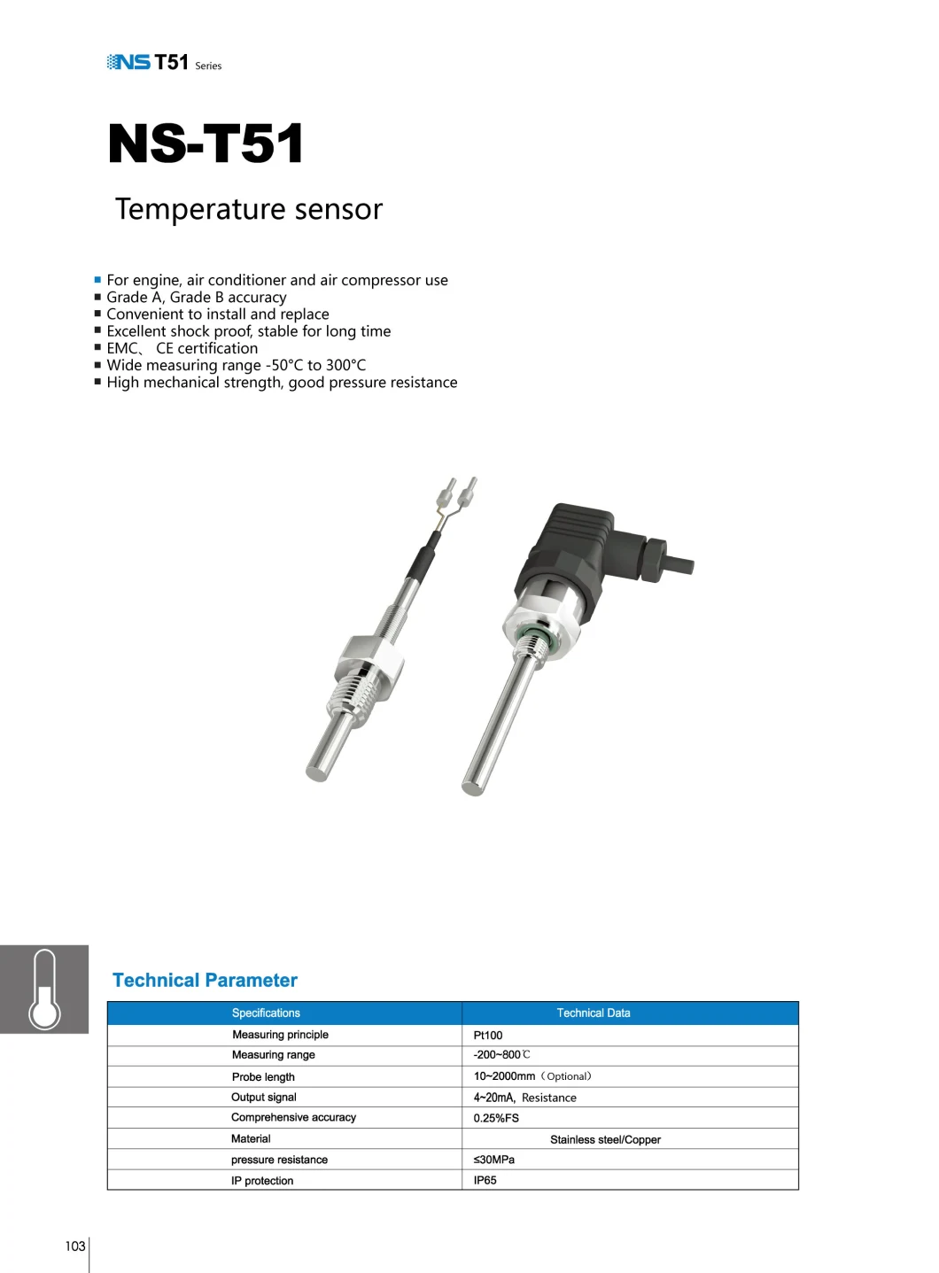 M4-M8 Screw Mounting PT1000 Rtd Sensor