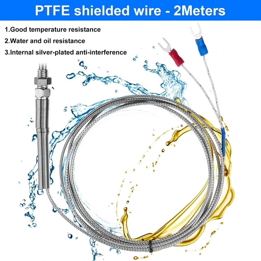 High Quality PT100 PT1000 Rtd Temperature Sensor Thread M8 3 Core 1 Meter Wire Thermocouple Probe