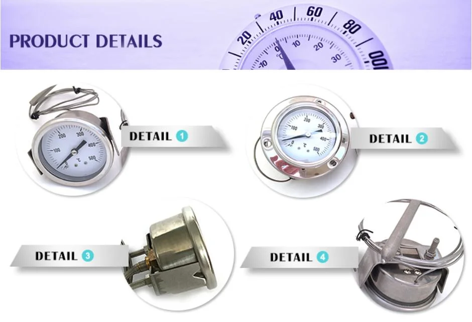 Industrial Dial Type 80mm Stainless Steel Bimetal Thermometer