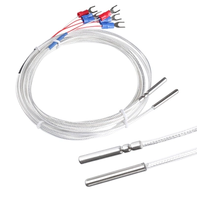 Sensor de temperatura Rtd PT100 SS304 Sonda con cable de PTFE de 1000 mm Resistencia térmica PT100 Rtd